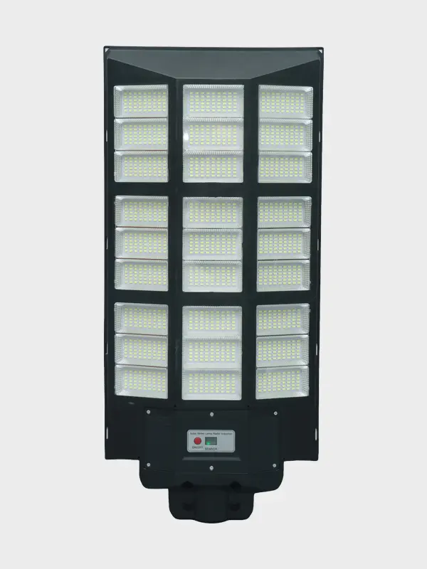 120 integrated solar street light fixture on white background
